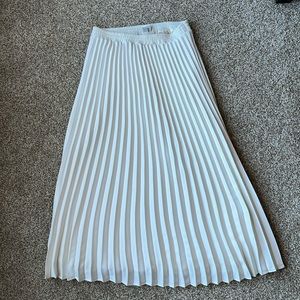 White Pleated Midi Skirt